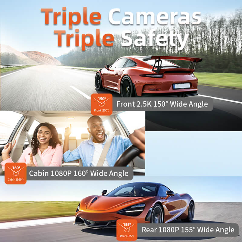 i07 | 3 Channel 2.5K+1080P+1080P Dashboard Recorder Built-in GPS WiFi camera wolfboxdashcamera