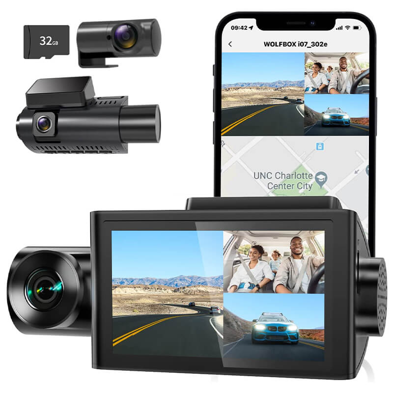 i07 | 3 Channel 2.5K+1080P+1080P Dashboard Recorder Built-in GPS WiFi camera wolfboxdashcamera Default Title