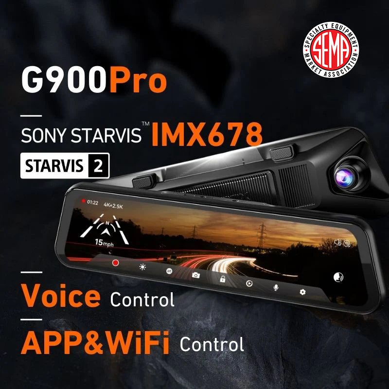 WOLFBOX G900Pro 12MP WiFi Touch Screen Rear View Mirror Dash Cam Smart Mirror camera WOLFBOX