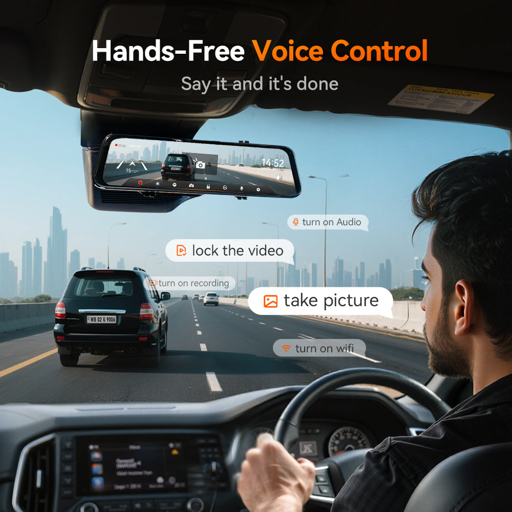 WOLFBOX G900Pro 12MP Touch Screen WiFi Rear View Mirror Dash Cam