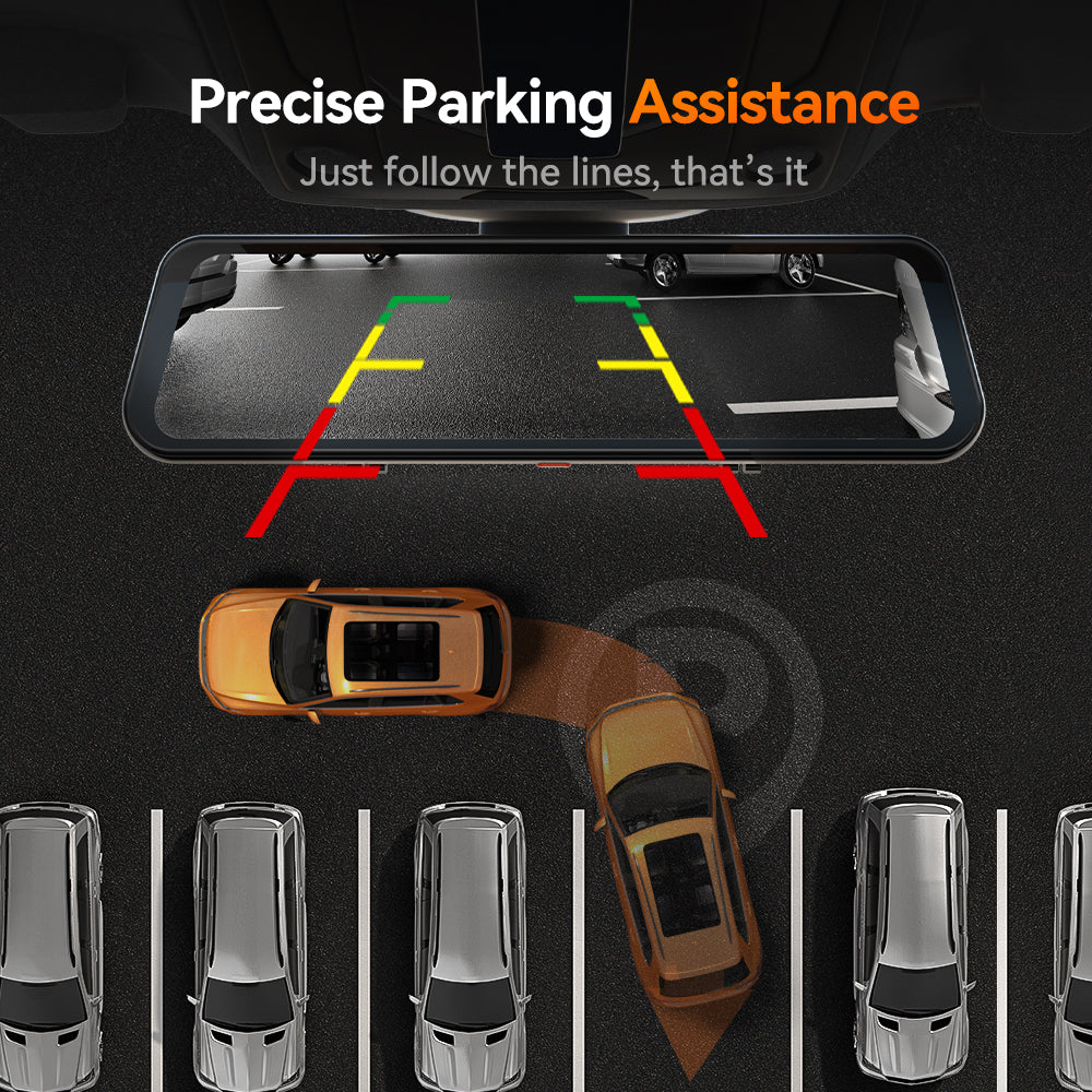 WOLFBOX G900Pro 12MP Touch Screen WiFi Rear View Mirror Dash Cam