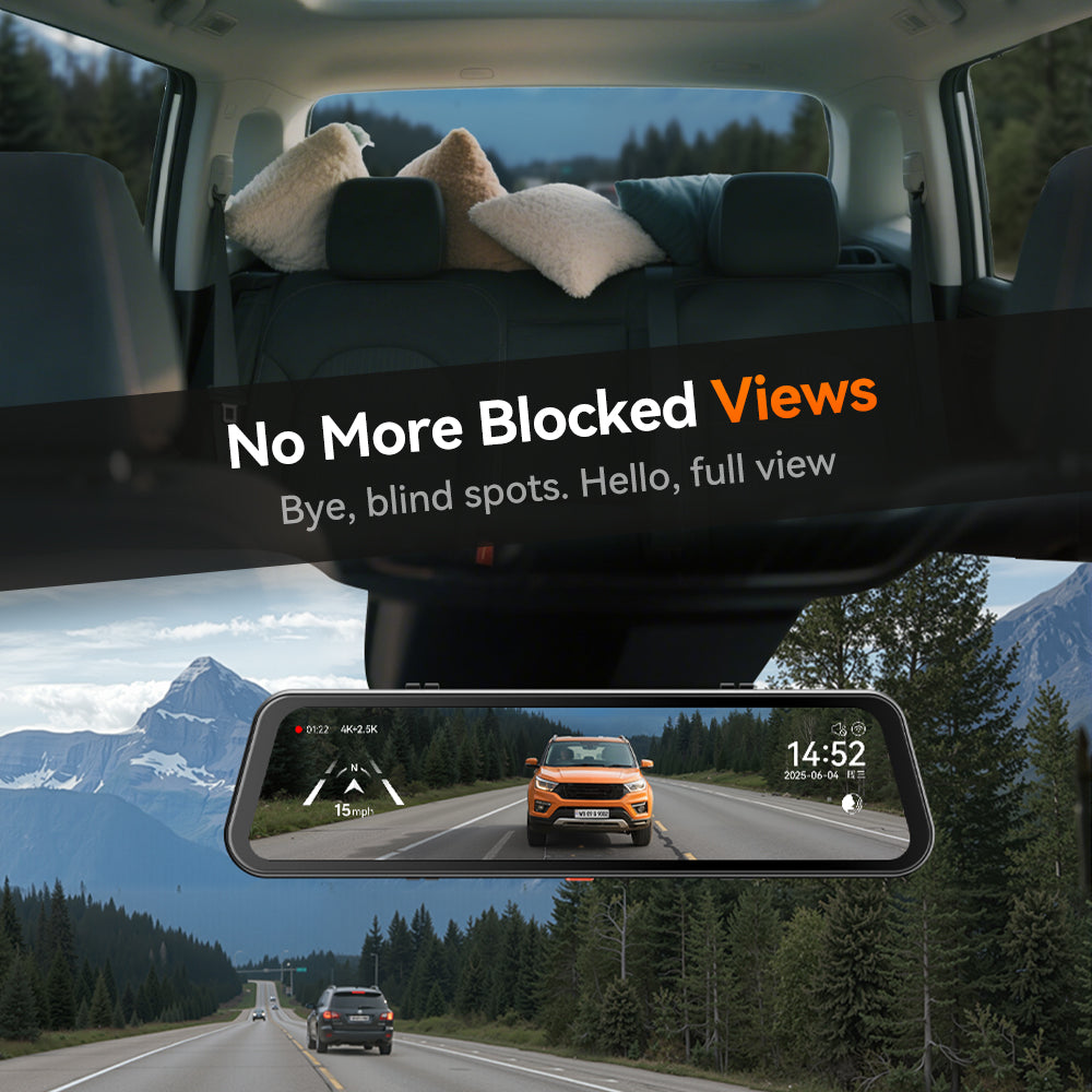 WOLFBOX G900Pro 12MP Touch Screen WiFi Rear View Mirror Dash Cam